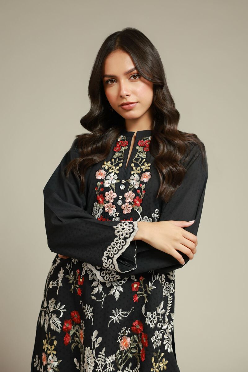Embroidered | Cotton Dobby | Black Tailored Set | USD 60.00