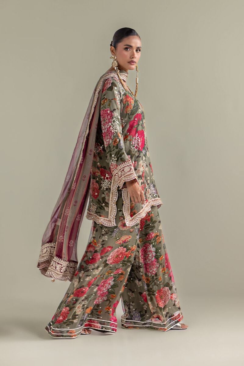 Embroidered | Chiffon | Floral 3-Piece Co-ords | USD 180.00