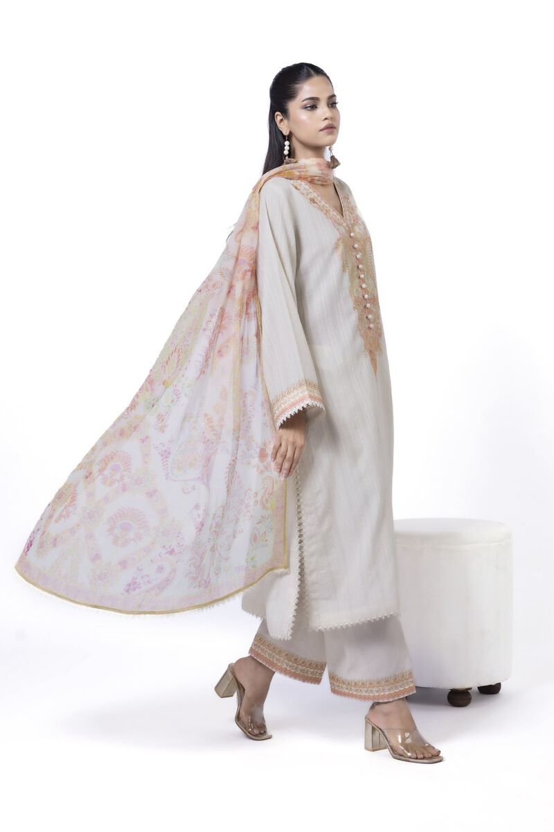 Embroidered | Textured Cotton | Tailored 3 Piece | USD 32.50