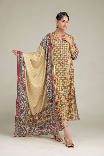 Embroidered | Raw Silk | Floral Printed Pants | USD 35.00