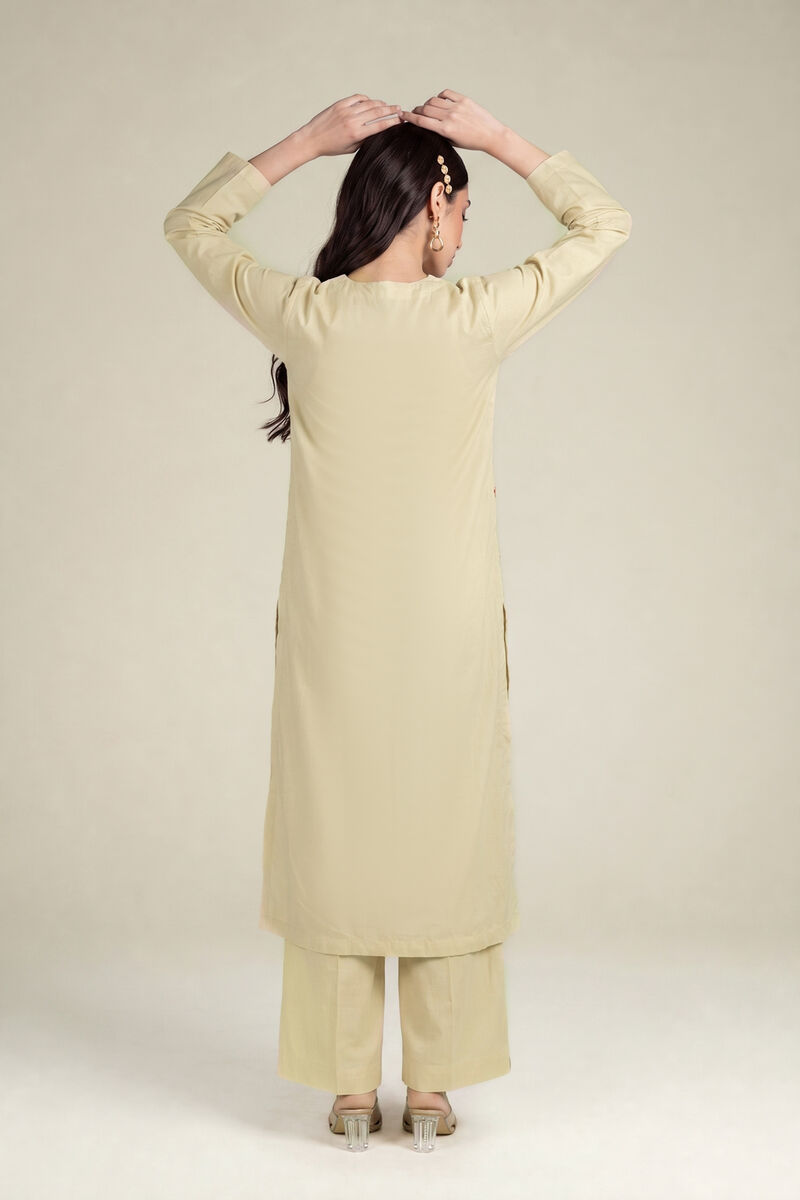 Embroidered | Cambric | Beige Cambric Kurta | USD 40.00