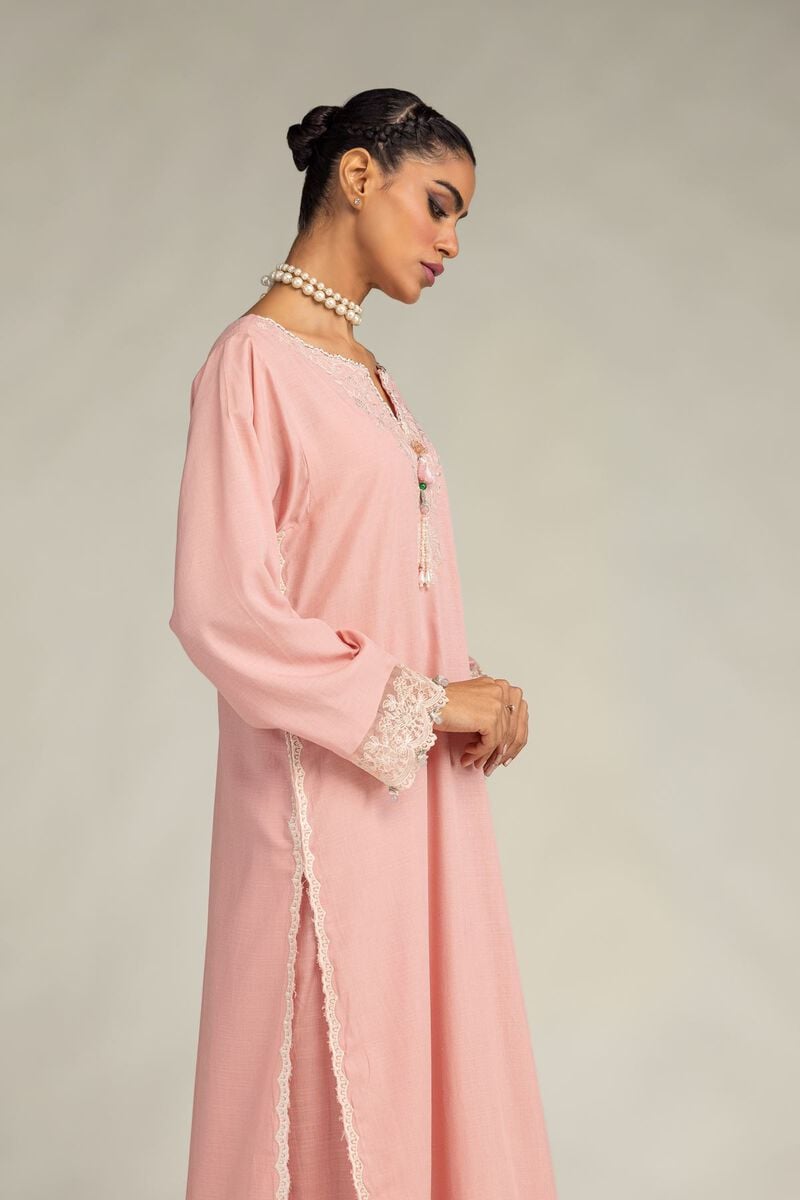 Embroidered | Raw Silk | Pink Silk Kurta | USD 65.00