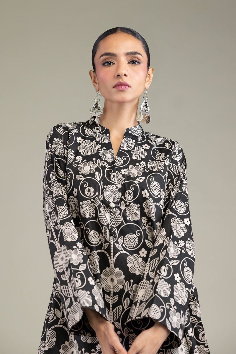Embroidered | Cambric | Black V-Neck Kurta | USD 30.00