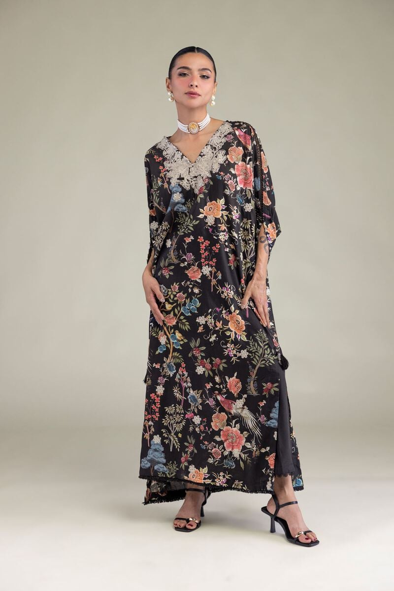 Embroidered | Raw Silk | Black Silk Pants | USD 30.00