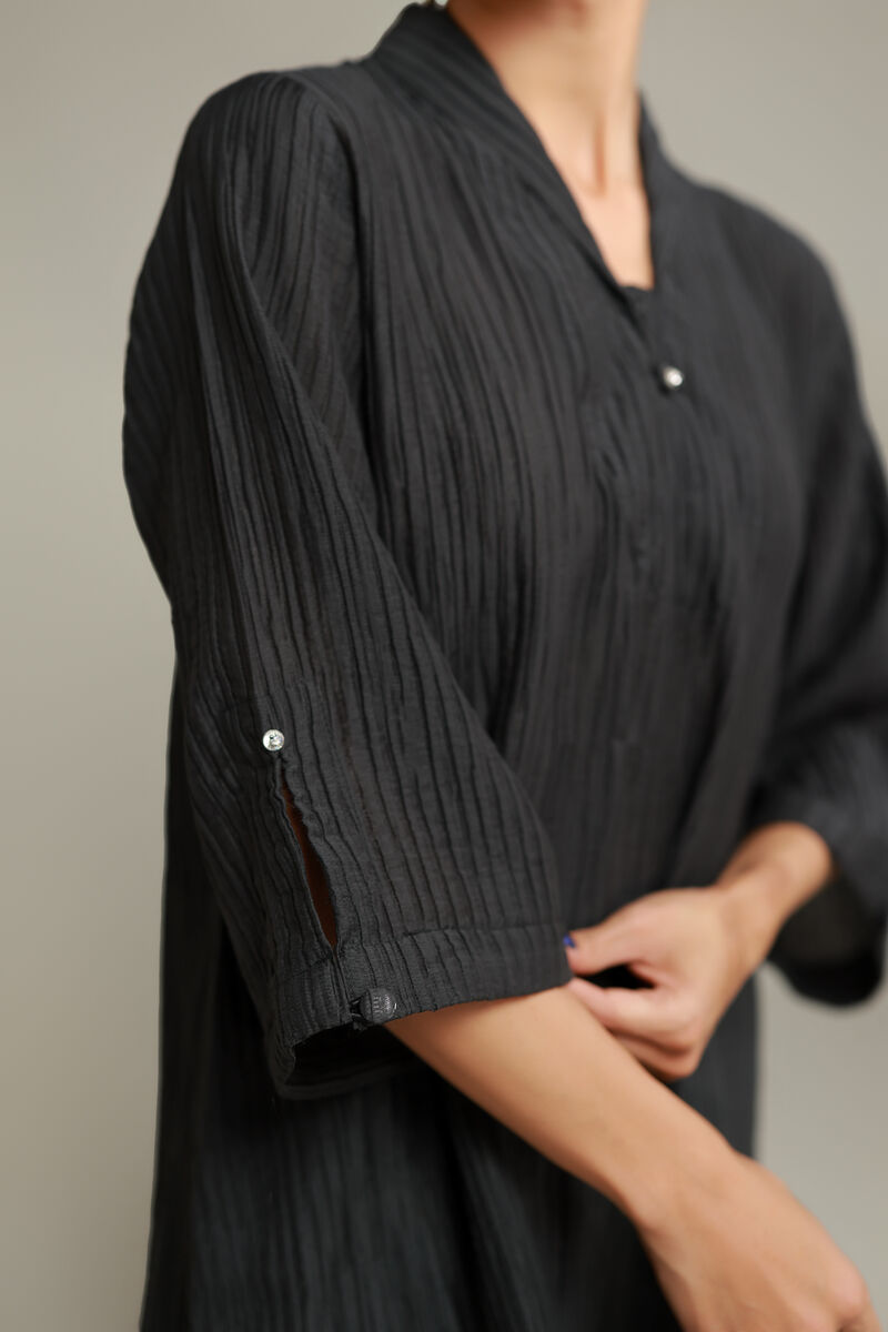 Dyed | Blended Crinkle | Black Crinkle Kurta | USD 35.00