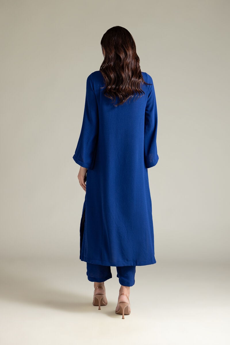 Dyed | Textured Georgette | Blue Georgette Kurta | USD 40.00