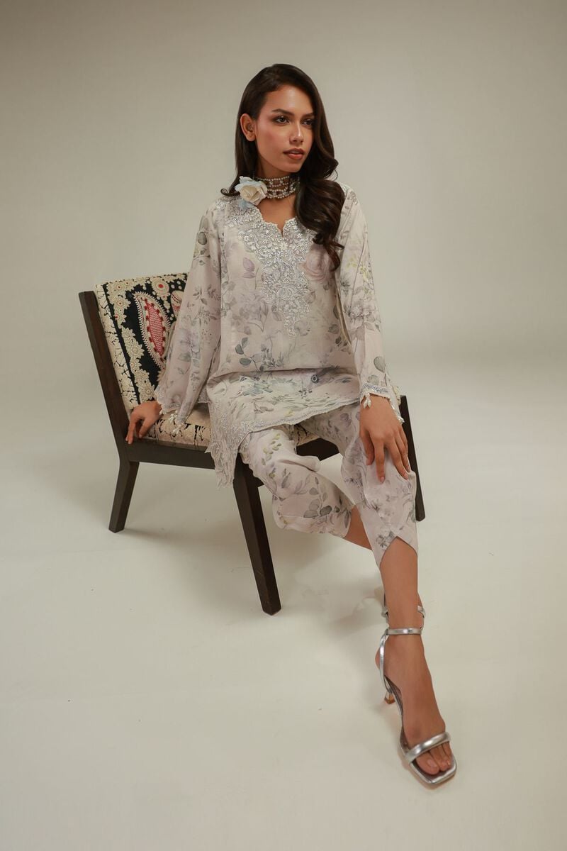 Embroidered | Raw Silk | Floral Co-ords Set | USD 100.00