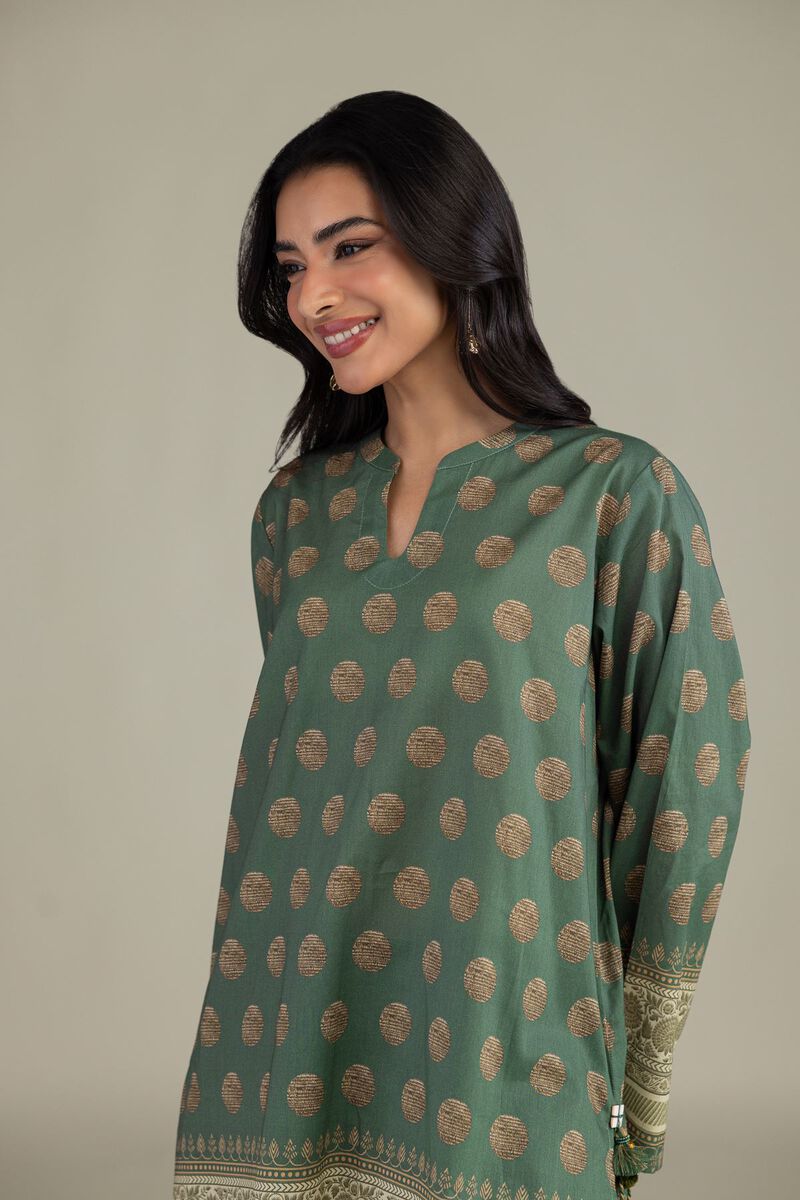 Printed | Cambric | Green Tailored 2-Piece | USD 45.00