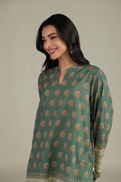Printed | Cambric | Green Tailored 2-Piece | USD 45.00