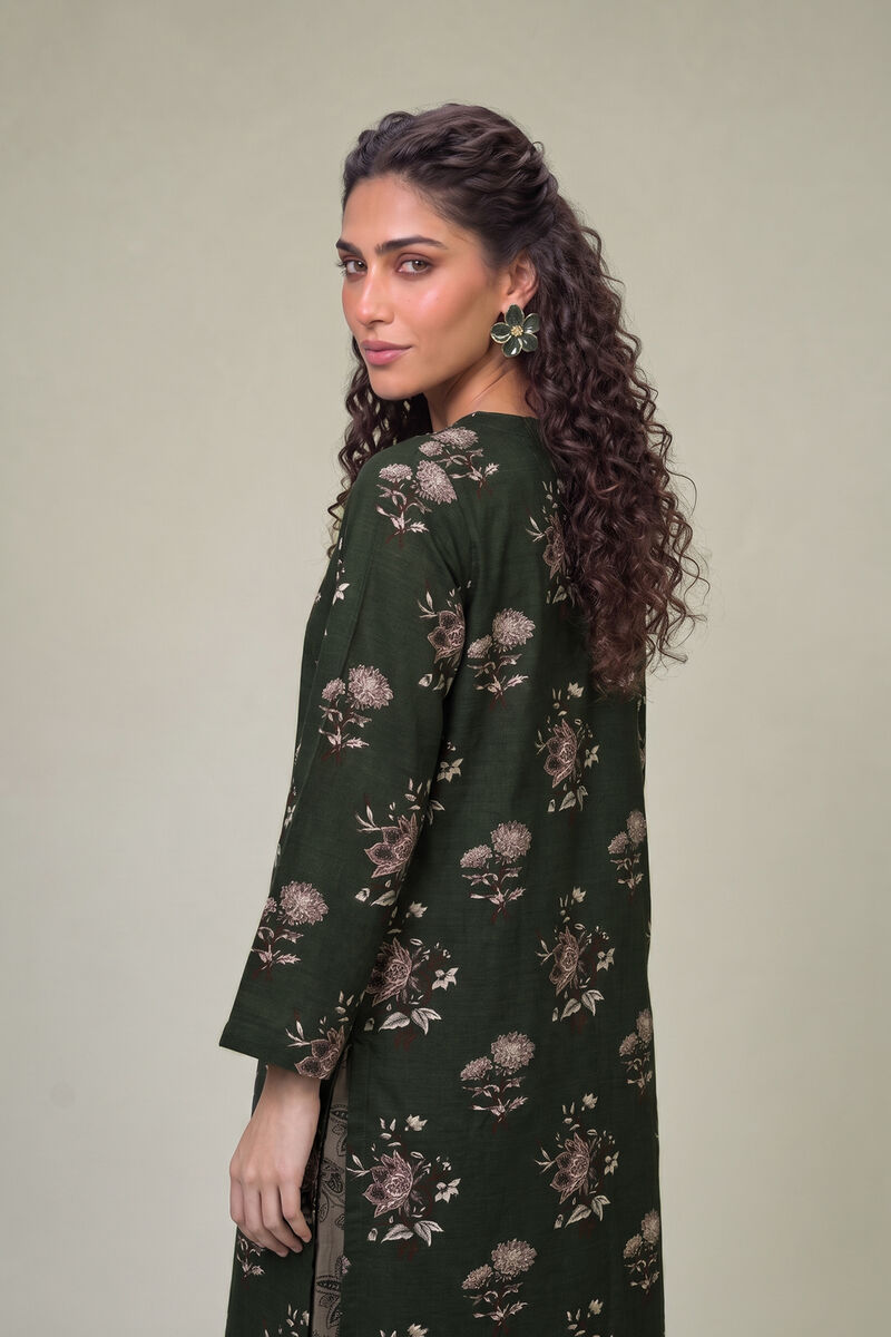Printed | Light Khaddar | Longline Floral Kurta | USD 35.00