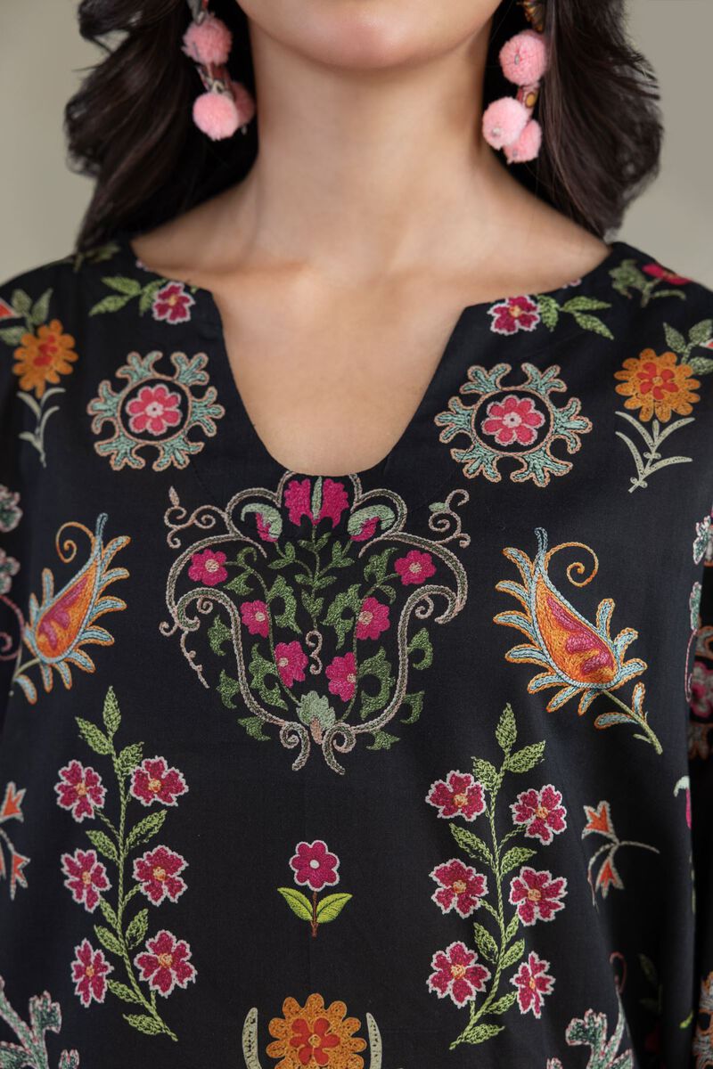 Printed | Cambric | Black Cambric Kurta | USD 35.00