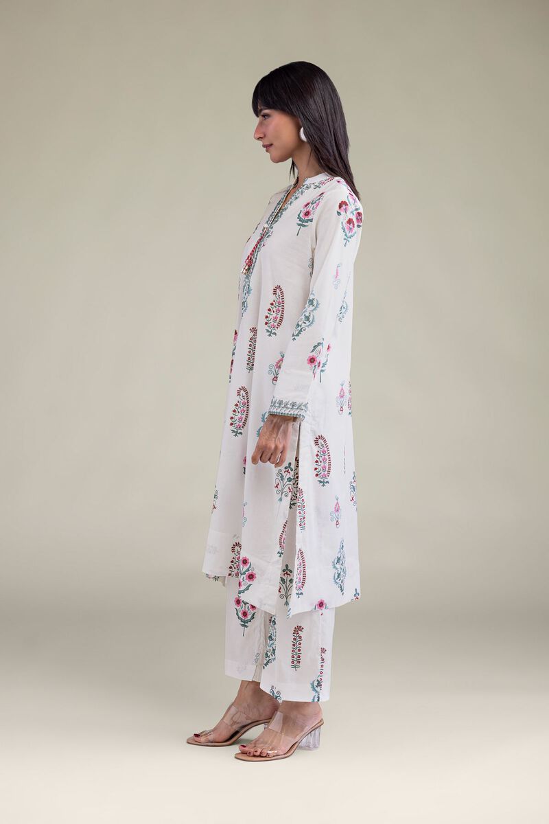 Printed | Cambric | White Floral Pants | USD 25.00
