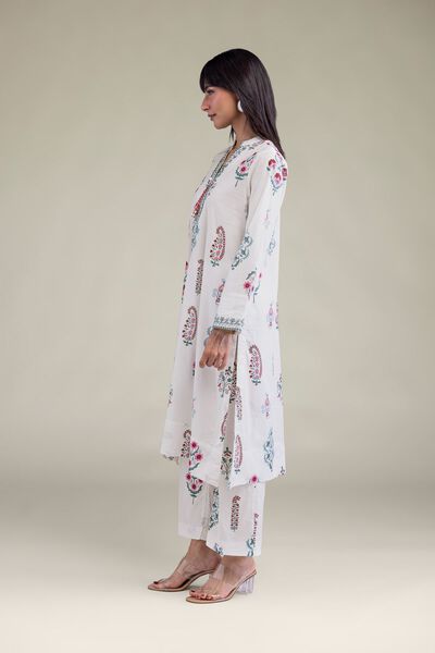 Printed | Cambric | White Floral Pants | USD 25.00