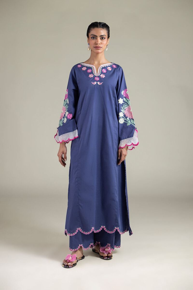 Embroidered | Textured Cotton | Pants | USD 30.00