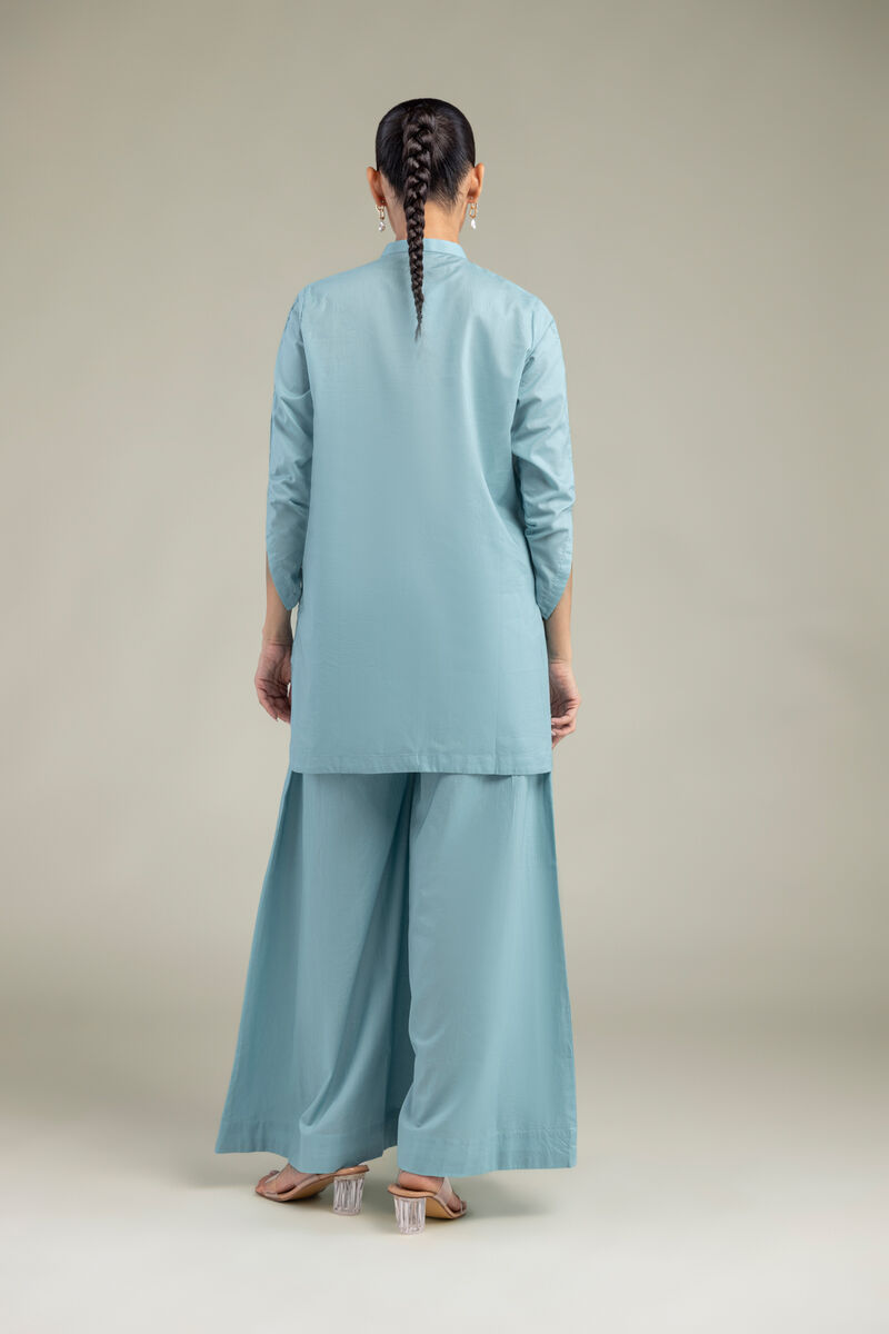 Embroidered | Cambric | Blue Floral Kurta | USD 40.00