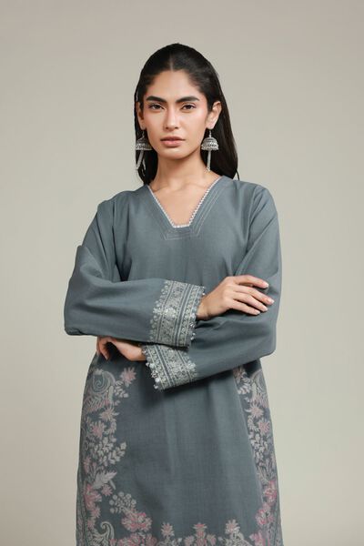 Dyed | Jacquard | Gray Tailored Set | USD 45.00