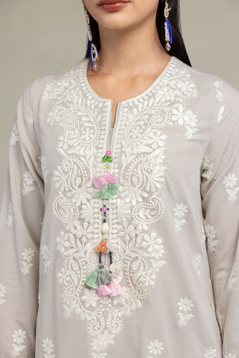 Embroidered | Raw Silk | Floral Longline Kurta | USD 65.00