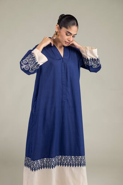 Embroidered | Cotton Dobby | Cotton Navy Kurta | USD 45.00
