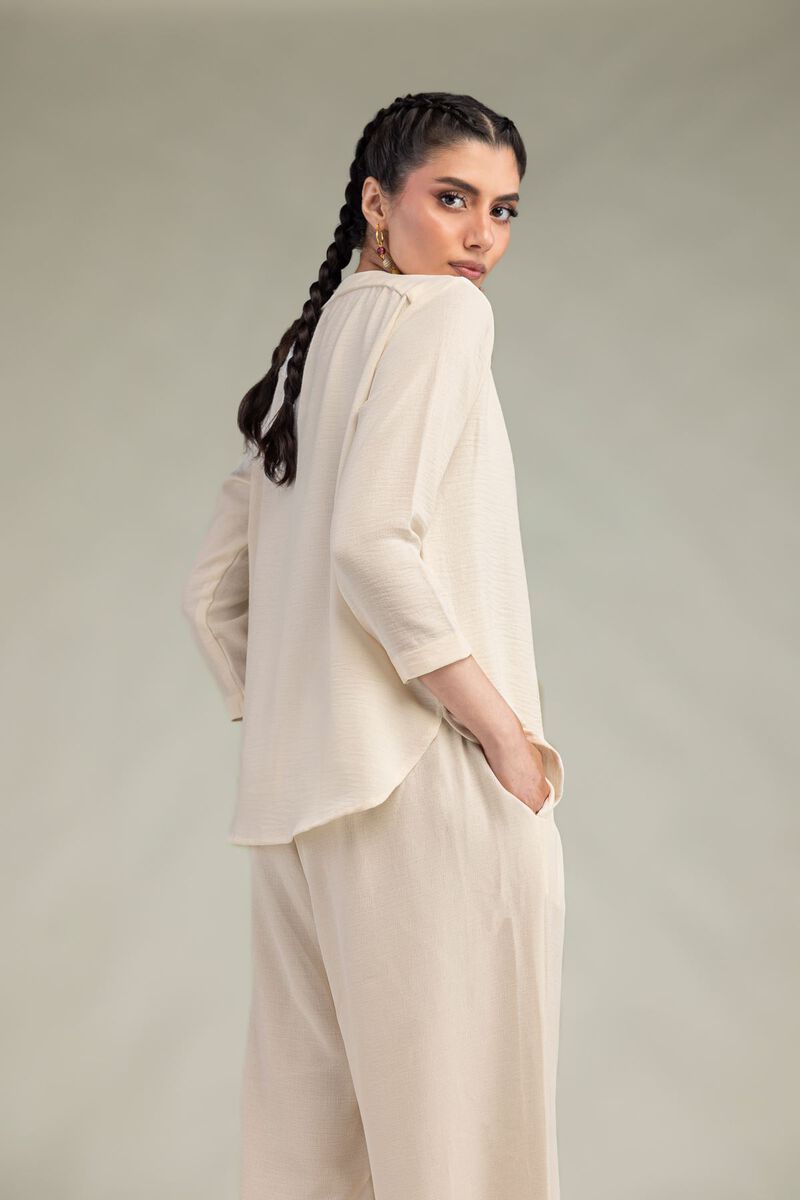 Dyed | Crepe Georgette | Solid V-Neck Shirt | USD 40.00