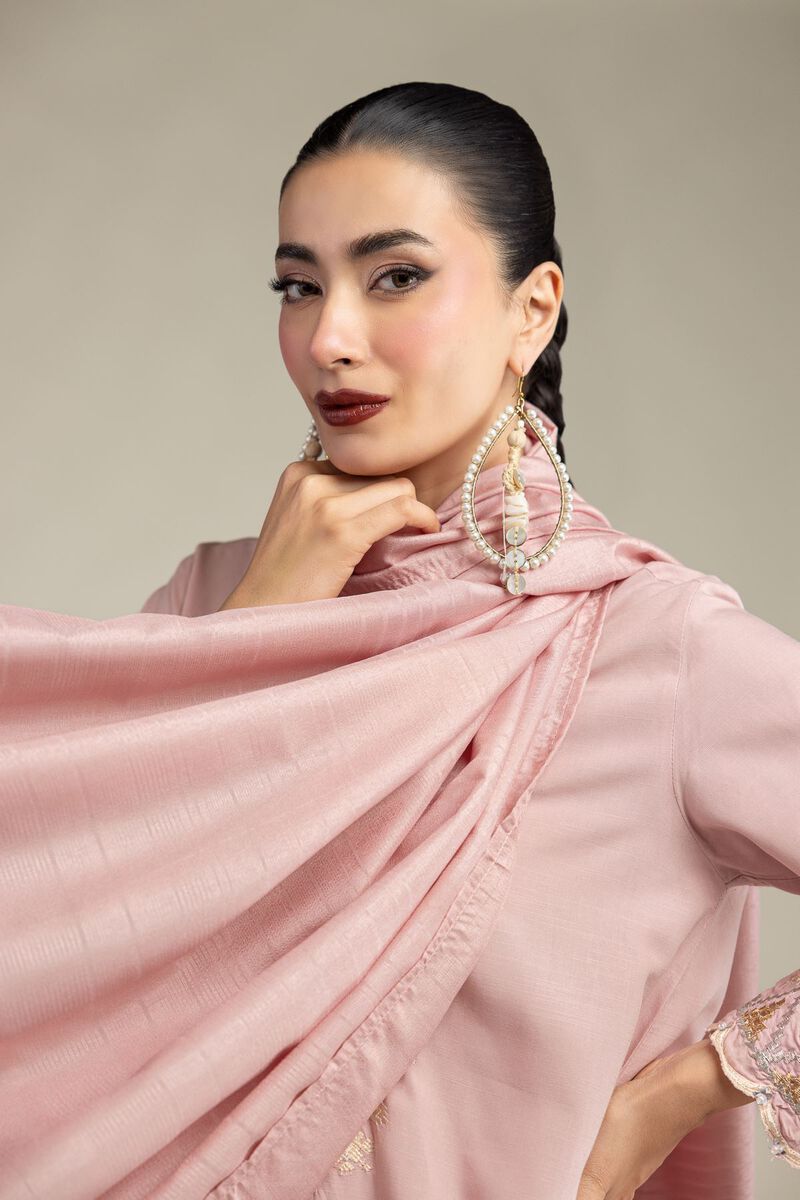Embroidered | Polyester Silk | Light Pink Dupatta | USD 35.00