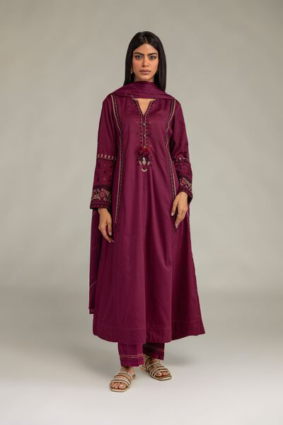 Embroidered | Cotton Dobby | Solid Cotton Pants | USD 30.00