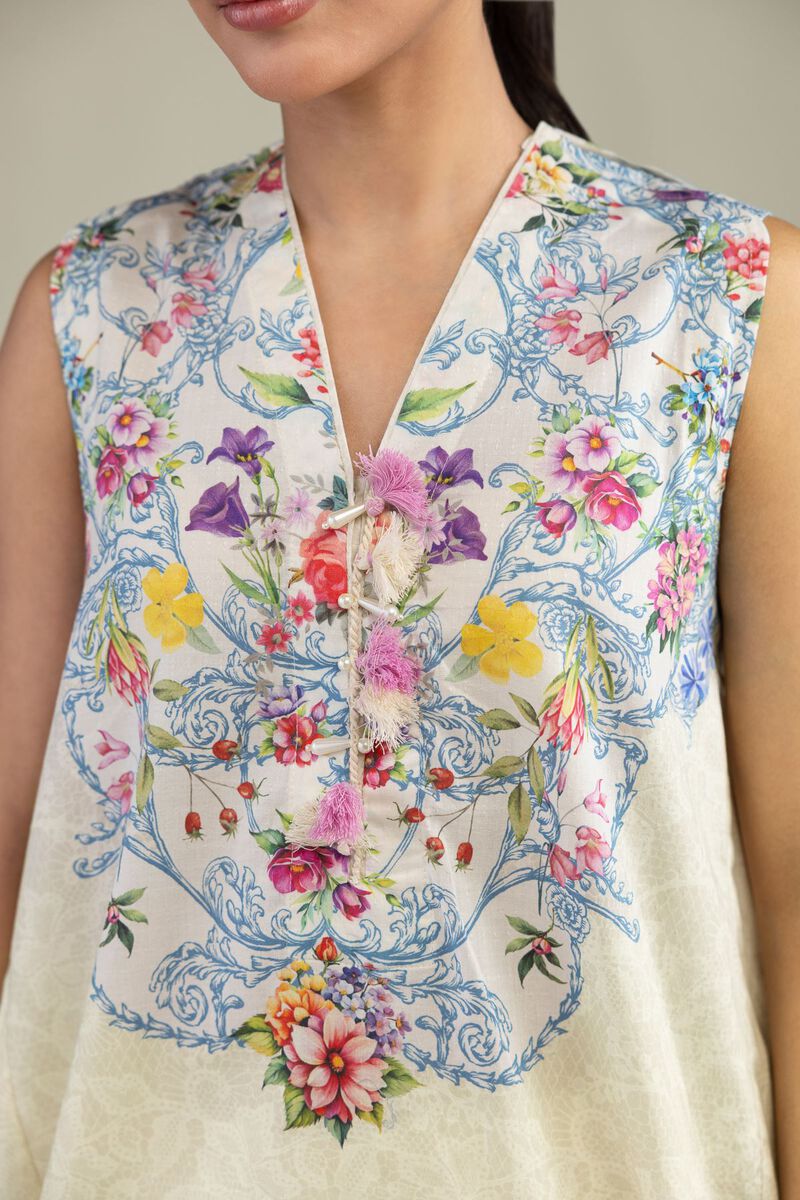 Printed | Cotton Dobby | Sleeveless Floral Kurta | USD 35.00