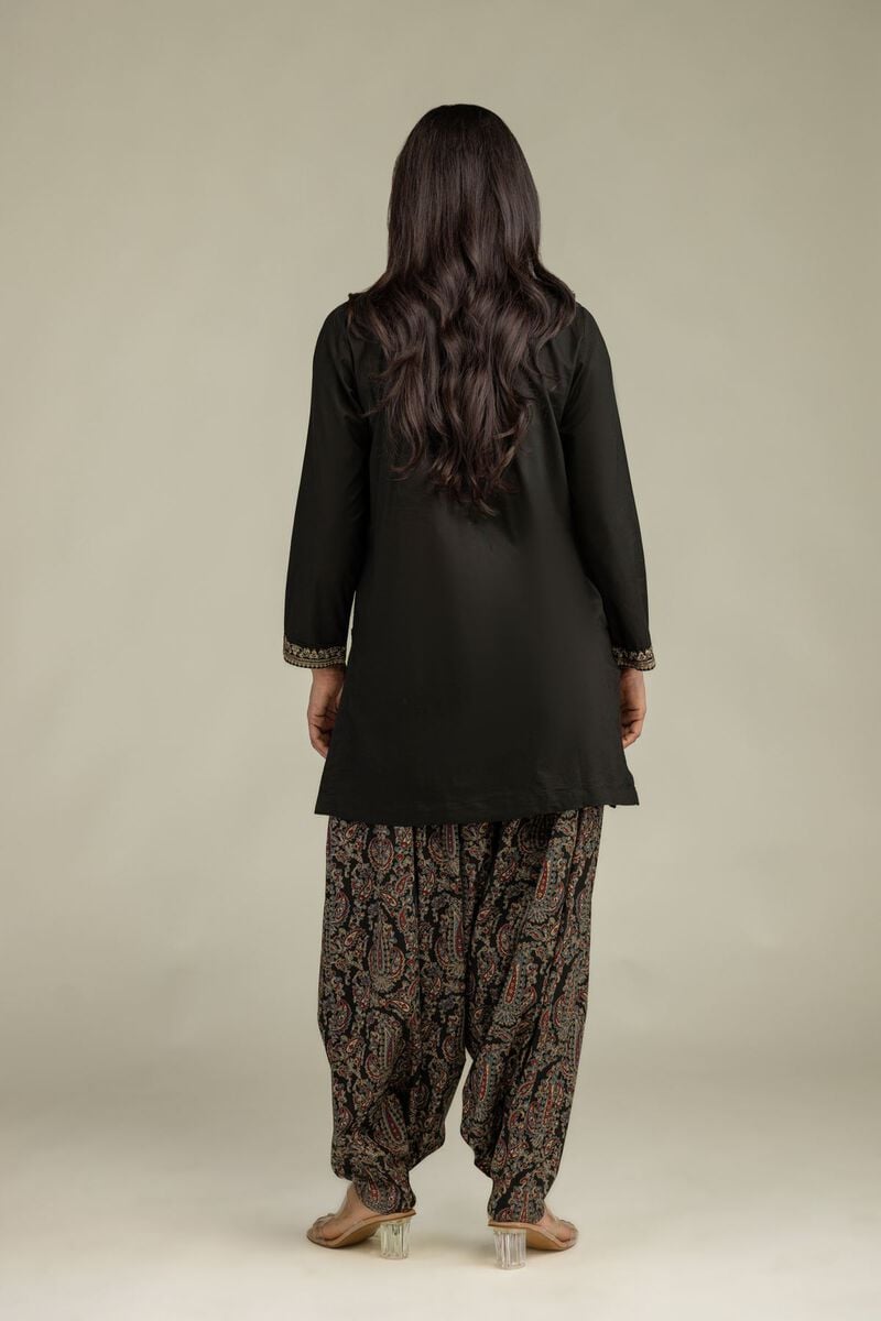 Embroidered | Cambric | Short Black Kurta | USD 35.00