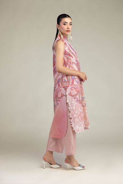 Embroidered | Raw Silk | Pink Silk Pants | USD 30.00