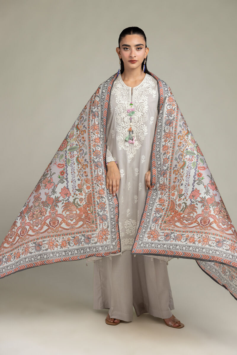 Embroidered  | Polyester Silk | Floral Silk Dupatta | USD 30.00