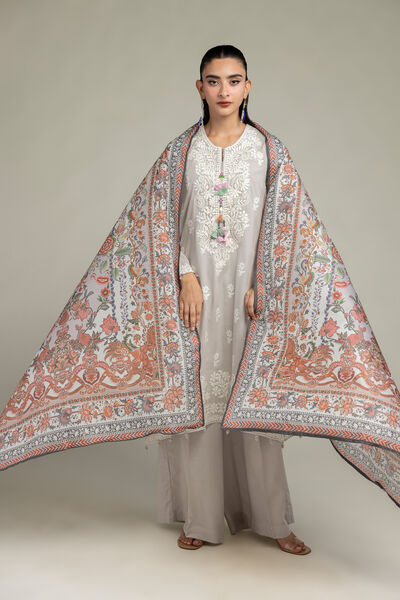 Embroidered  | Polyester Silk | Floral Silk Dupatta | USD 30.00