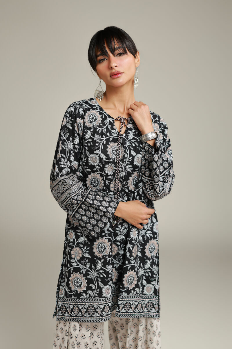 Printed | Cambric | Floral Black Kurta | USD 35.00