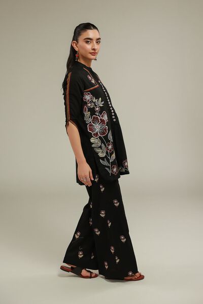 Embroidered | Cambric | Floral Relaxed Pants | USD 30.00