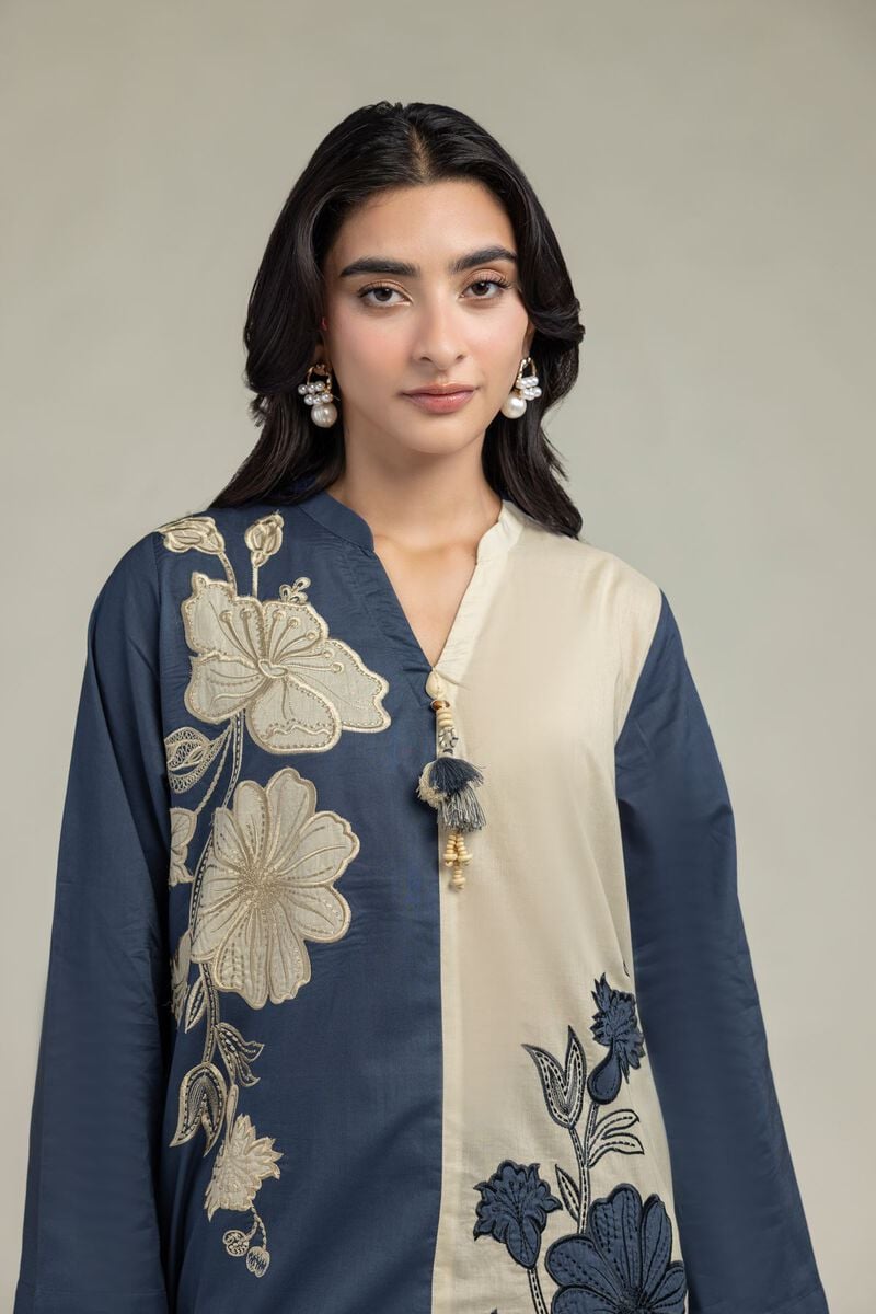 Cambric | Floral Band-Collar Kurta | USD 40.00