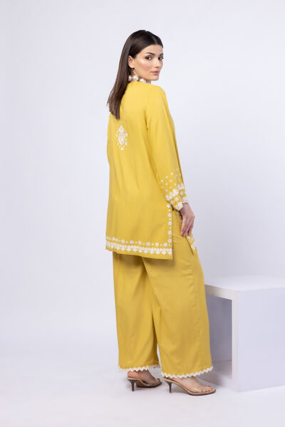 Embroidered | Crosshatch Raw Silk | Pants | USD 23.00