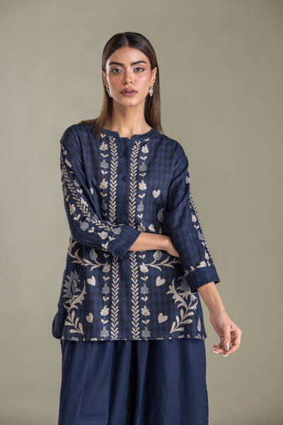 Printed | Viscose Crepe | Navy Floral Shirt | USD 40.00