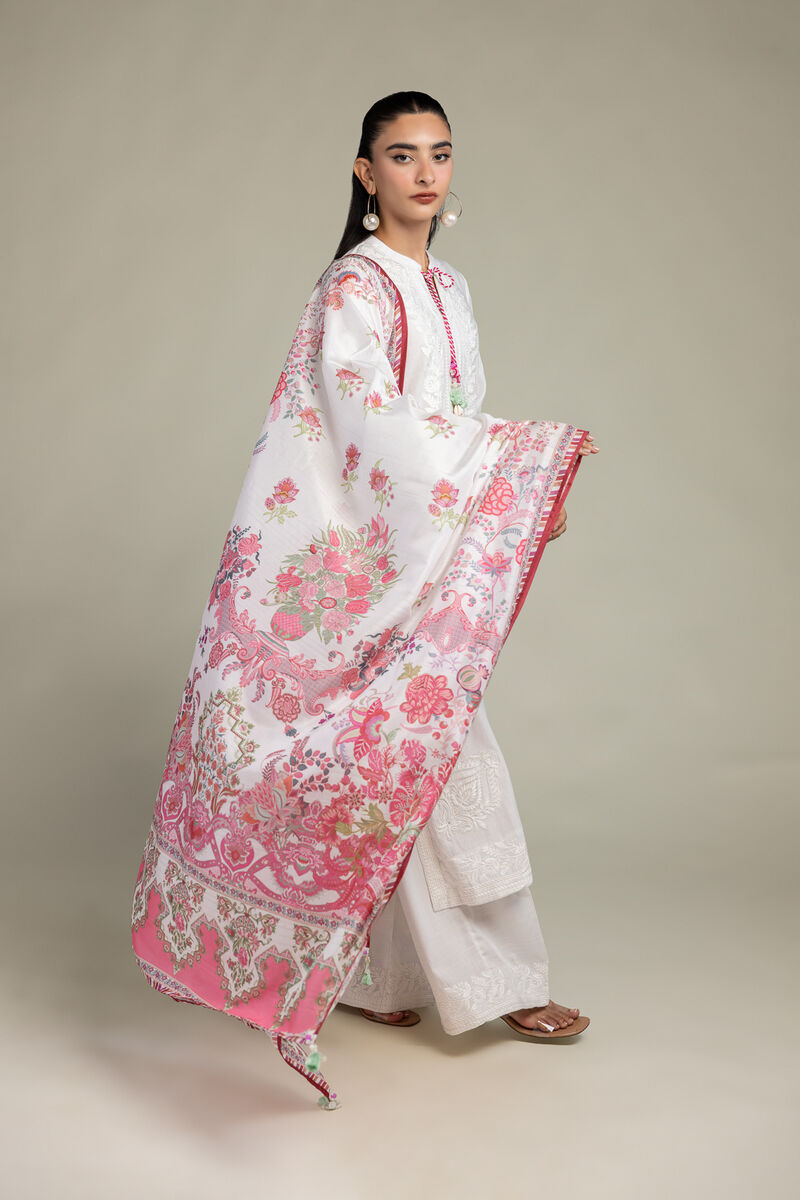 Embroidered  | Polyester Silk | Floral Silk Dupatta | USD 30.00