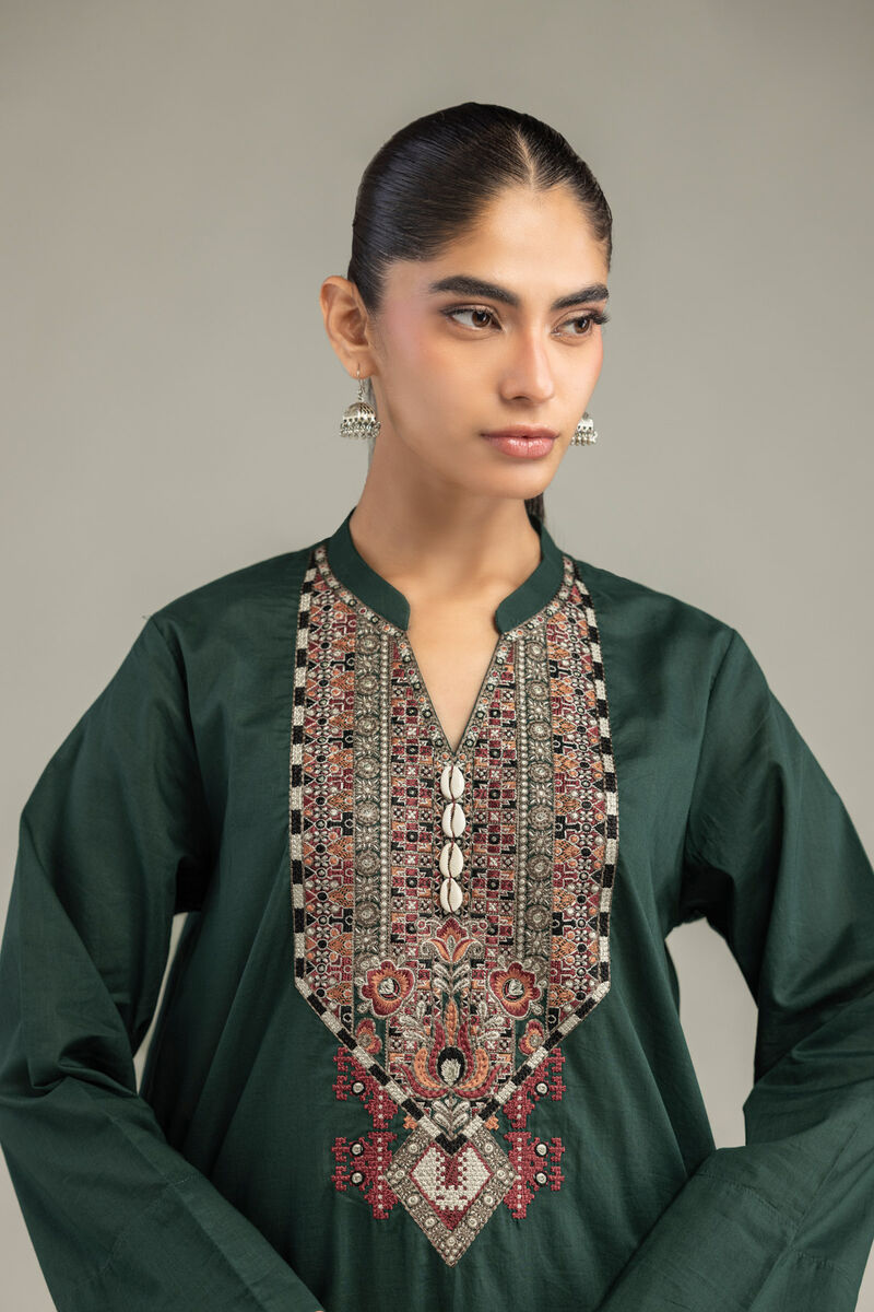 Embroidered | Cambric | Green Cambric Kurta | USD 40.00
