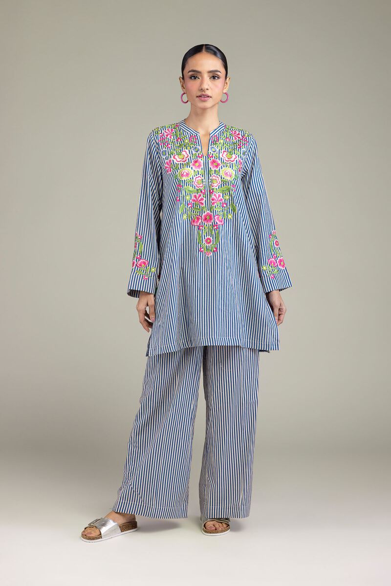 Embroidered | Cambric | Blue Floral Kurta | USD 24.50