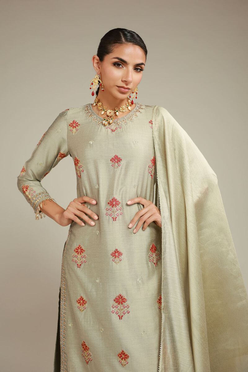 Embroidered | Raw Silk | 3 Piece Co-ord Set | USD 125.00