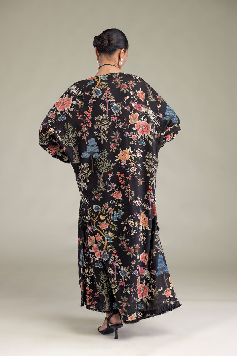 Embroidered | Raw Silk | Black V-Neck Kurta | USD 13.50