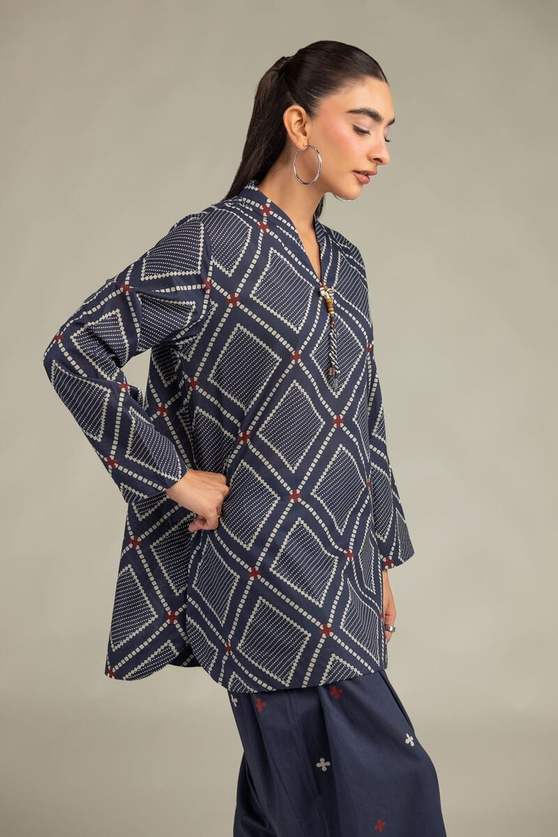 Printed | Cambric | Short Navy Kurta | USD 35.00