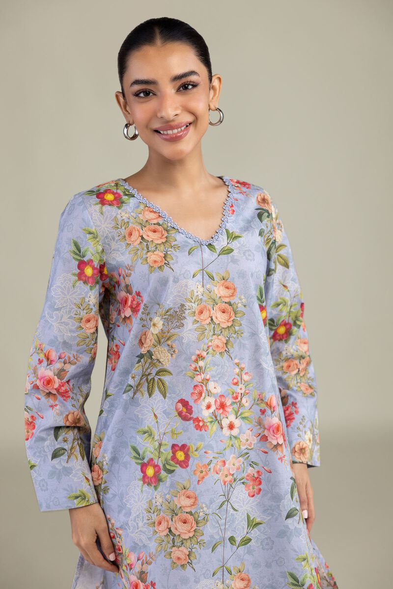 Printed | Cotton Dobby | Blue Floral Kurta | USD 35.00