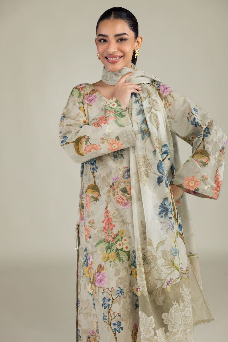 Printed | Lawn | Beige Lawn Dupatta | USD 25.00