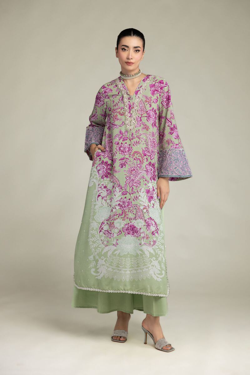 Embroidered | Raw Silk | Silk Mint Pants | USD 30.00