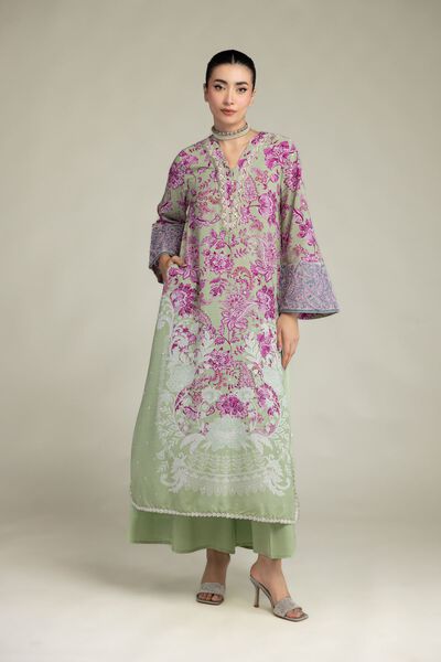 Embroidered | Raw Silk | Silk Mint Pants | USD 30.00