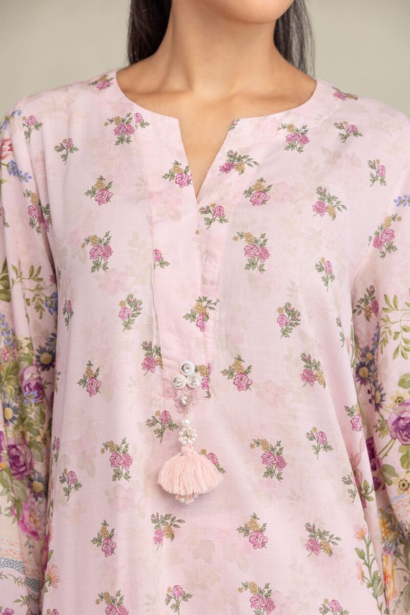 Printed | Raw Silk | Pink Silk Kurta | USD 45.00
