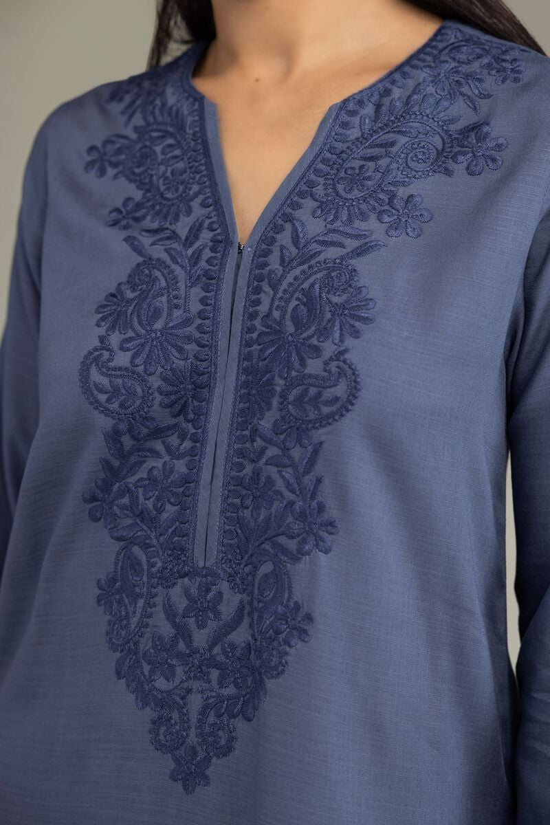 Dyed | Raw Silk | Longline V-Neck Kurta | USD 35.00