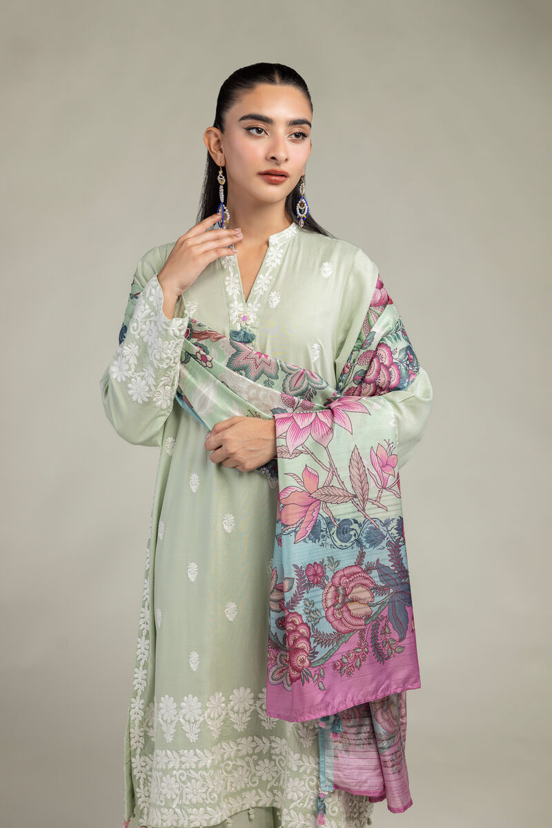 Embroidered  | Polyester Silk | Silk Floral Dupatta | USD 30.00