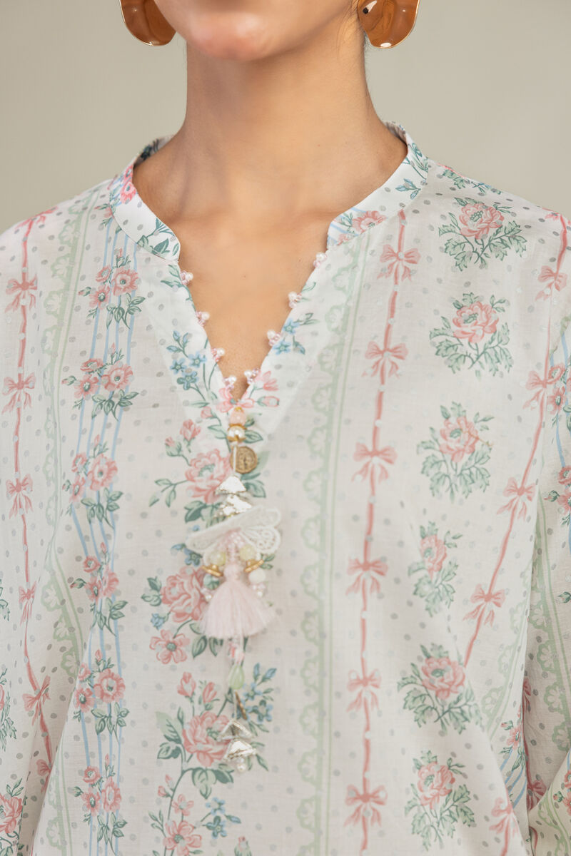Printed | Cambric | Floral V-Neck Kurta | USD 35.00