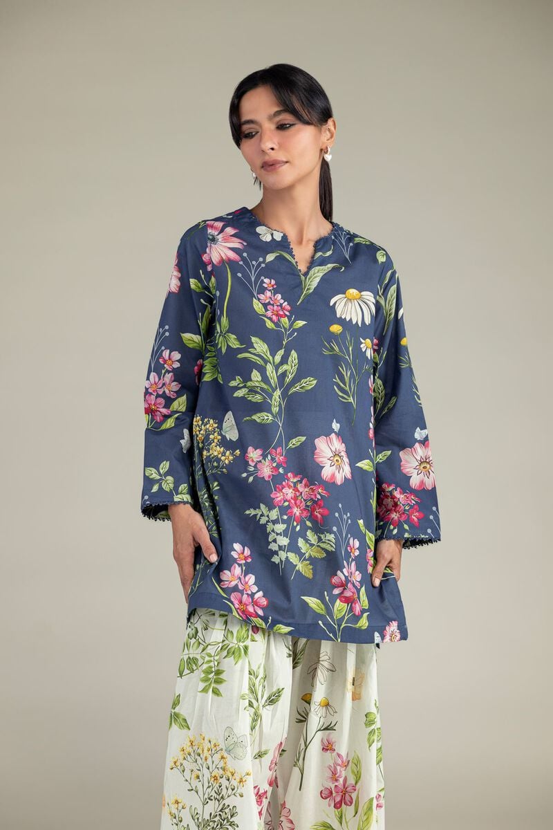Printed | Cambric | Short Navy Kurta | USD 35.00